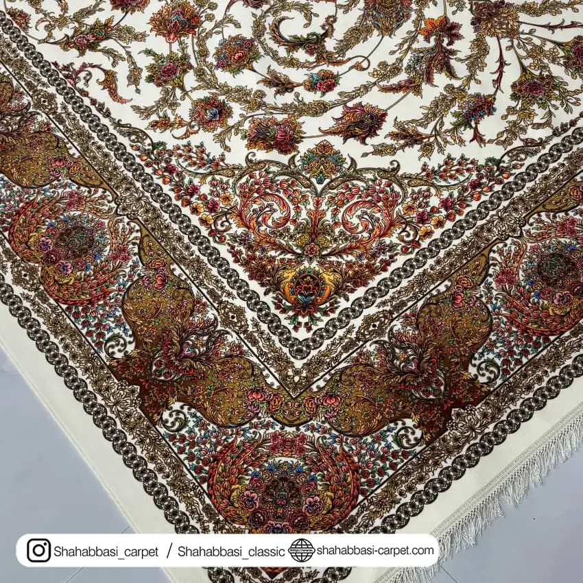 فرش ماشینی آفرینش کد 1500217 کرم — تصویر ۳