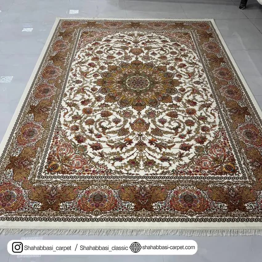 فرش ماشینی آفرینش کد 1500217 کرم — تصویر ۵