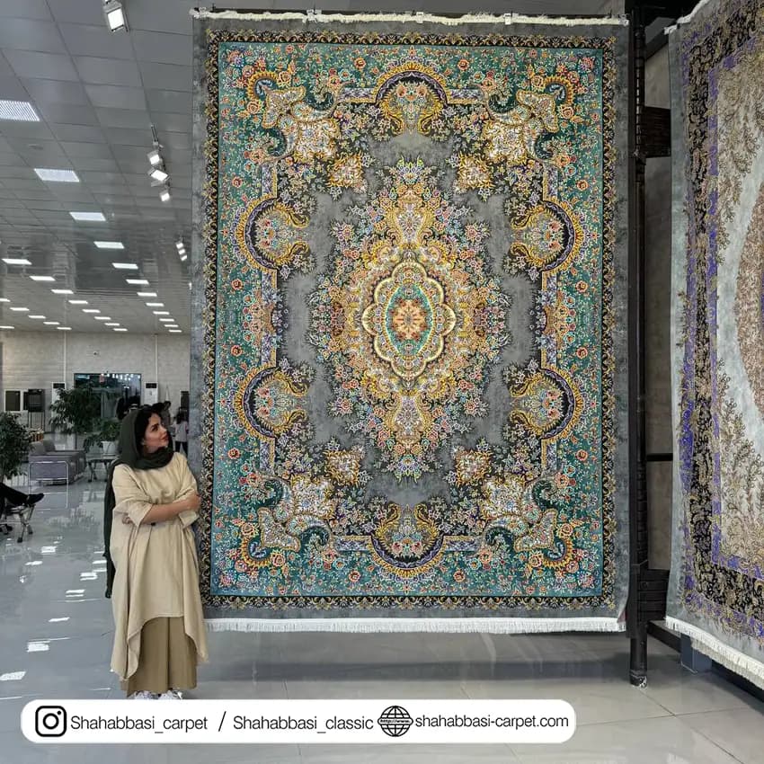 فرش ماشینی آفرینش کد 1500215 طوسی