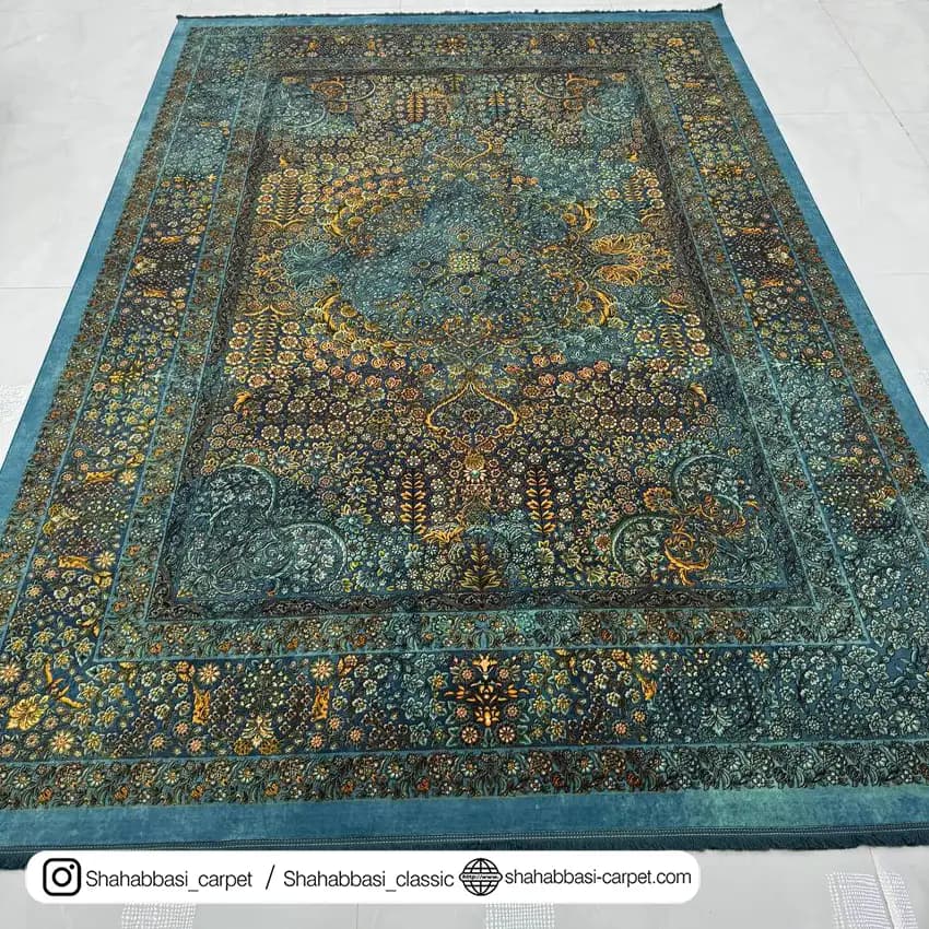 فرش 77 رج کد 77123 آبی — تصویر ۴