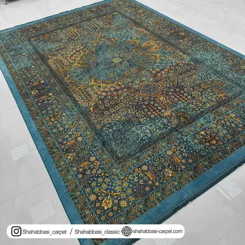 فرش 77 رج کد 77123 آبی — تصویر ۲
