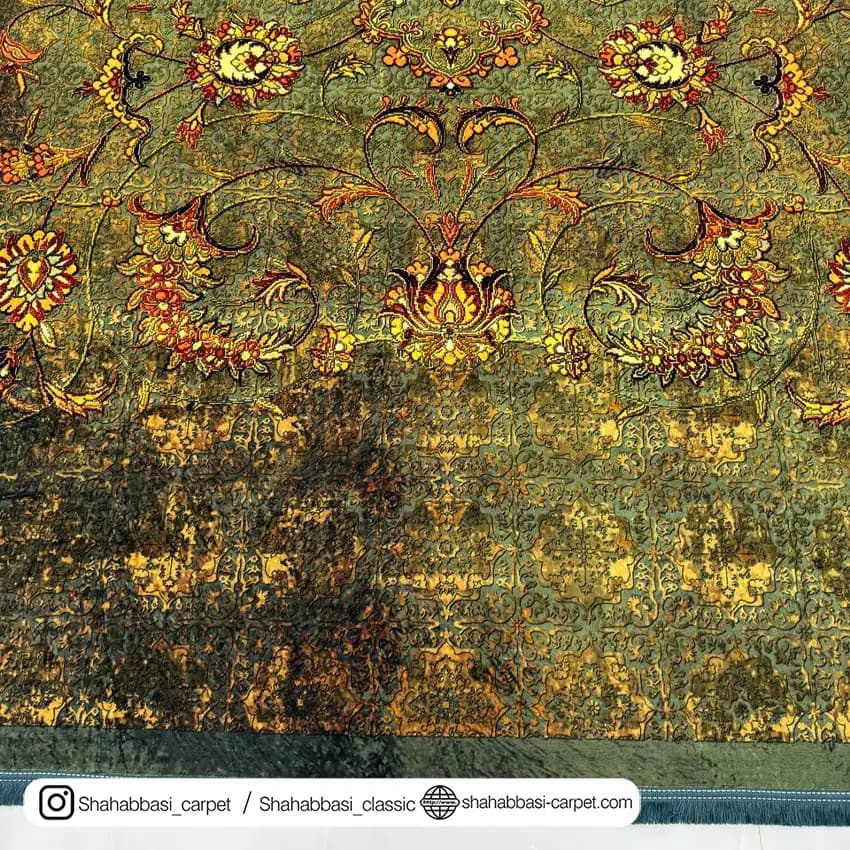 فرش 77 رج کد 77122 سبز — تصویر ۳