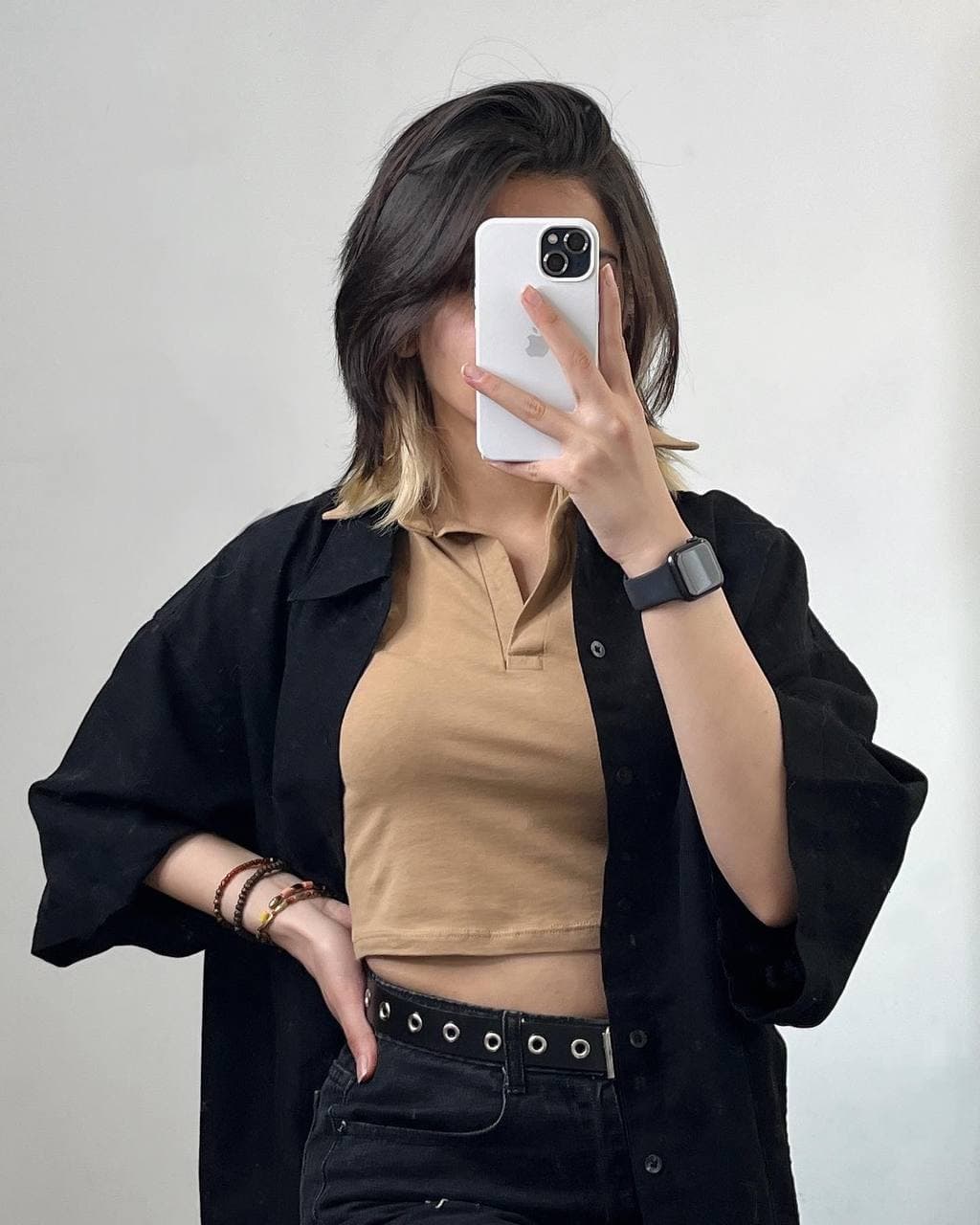 کراپ تی شرت یقه دار - شومیزا — تصویر ۵