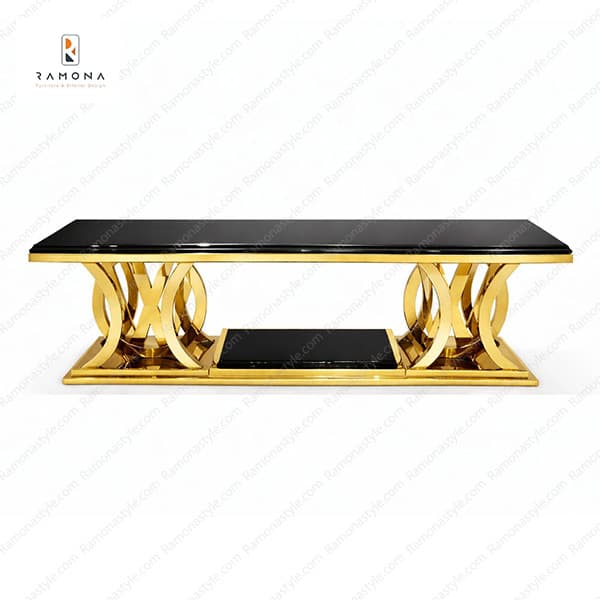 میز-تلوزیون-استیل-طلایی-مدل-فولکس