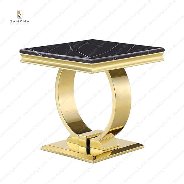 میز عسلی استیل طلایی مدل هلال