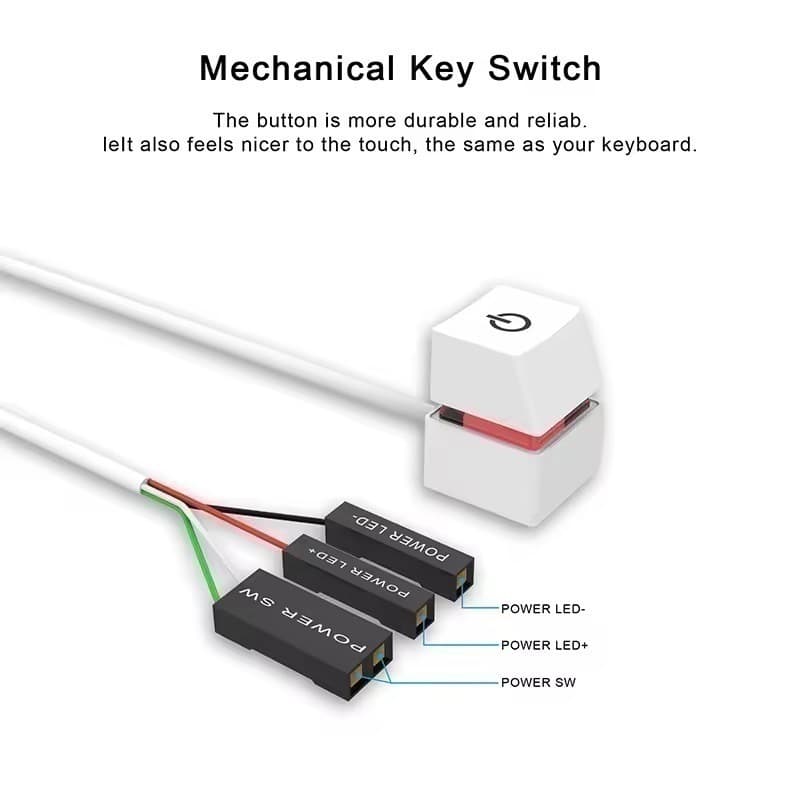 دکمه پاور اکسترنال مکانیکال کامپیوتر مدل PC Power Button Switch - On/Off LED Light Mechanical Button Extension Cable