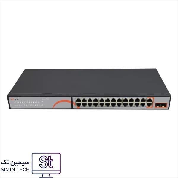 سوئیچ شبکه ۲۴ پورت PoE هیبرید گیگابیت مکسرون مدل MSW-3224FPH-2GL-300I