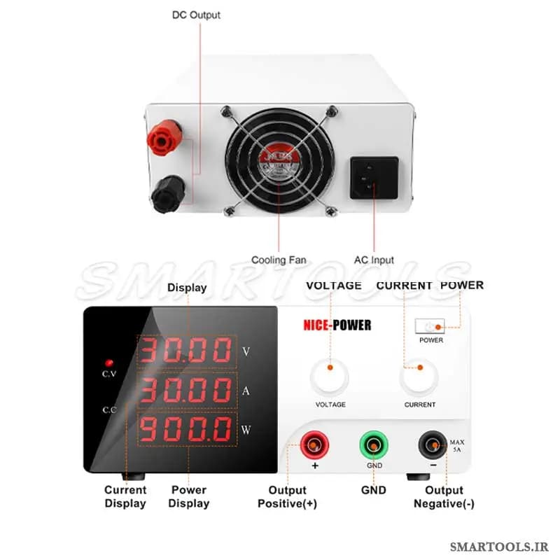 منبع تغذیه سوئیچینگ 30 ولت 30 آمپر نایس پاور NICE POWER R-SPS3030 - اسمارت تولز — تصویر ۲