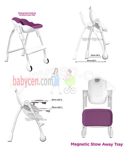 صندلی غذا کودک اوریبل رنگ نارنجی Oribel Cocoon High Chair - سیسمونی بارنی — تصویر ۳