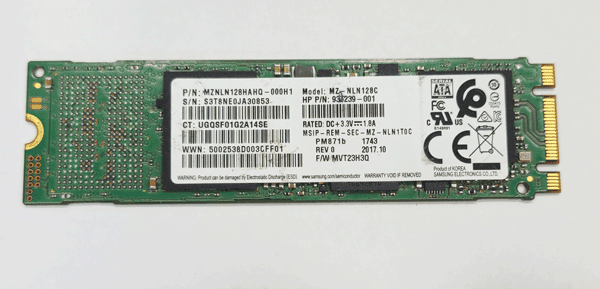 حافظه اس اس دی سامسونگ مدل M.2 2280 MZ-NLN-1280 ظرفیت 128 گیگابایتی دوشیار استوک — تصویر ۲
