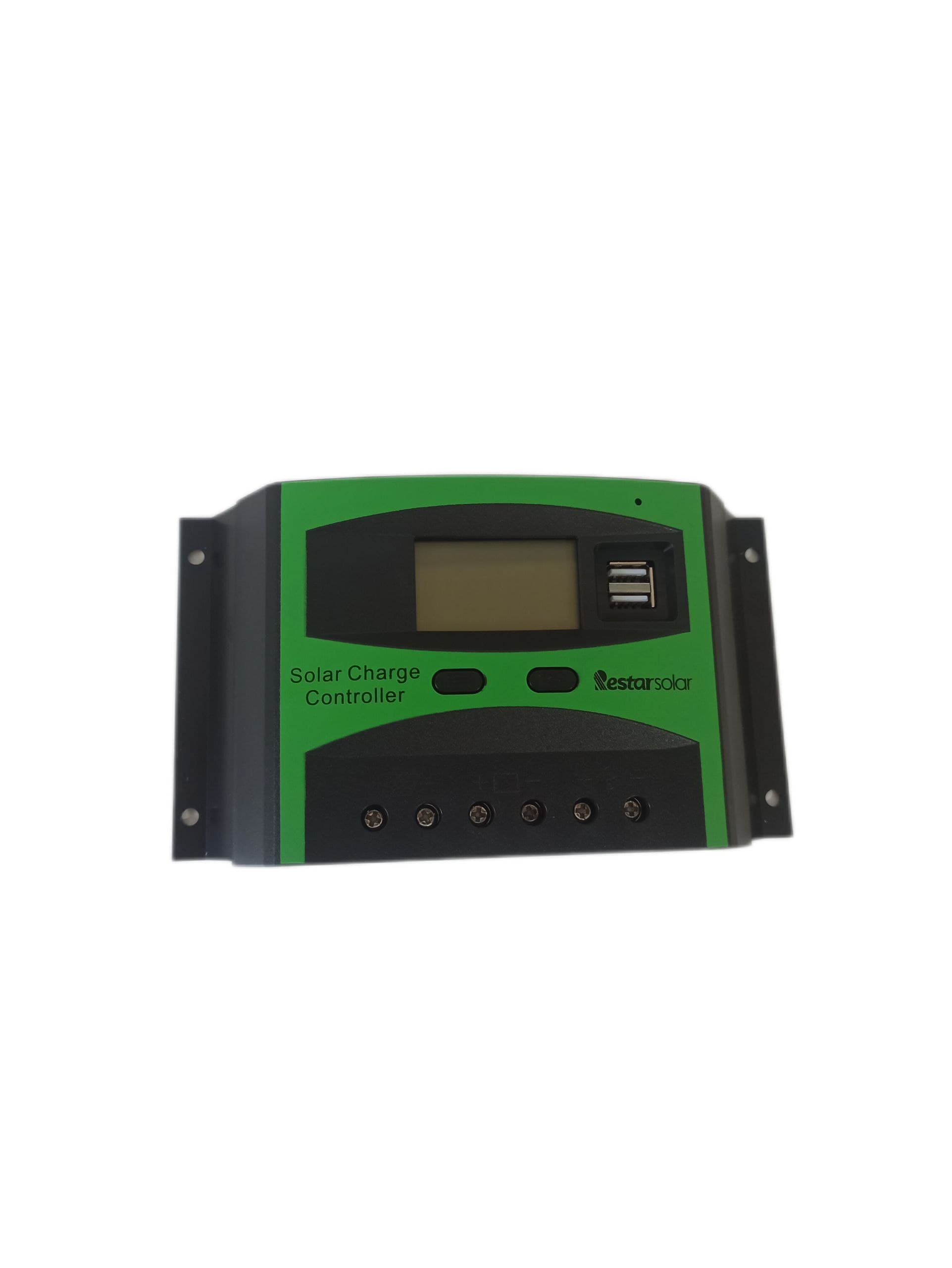 کنترلر شارژ خورشیدی PWM مدل 30 آمپر دو ولتاژ (12/24 ولت) – Restar Solar