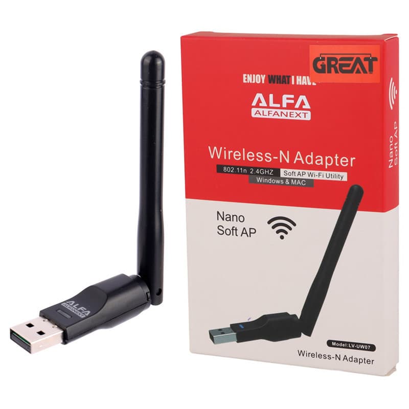 ALFA WIRELESS-NADAPTER 802.11N 2.4GHZ MODEL LV:UW07 کارت شبکه بی سیم الفا مدل UW07 — تصویر ۳