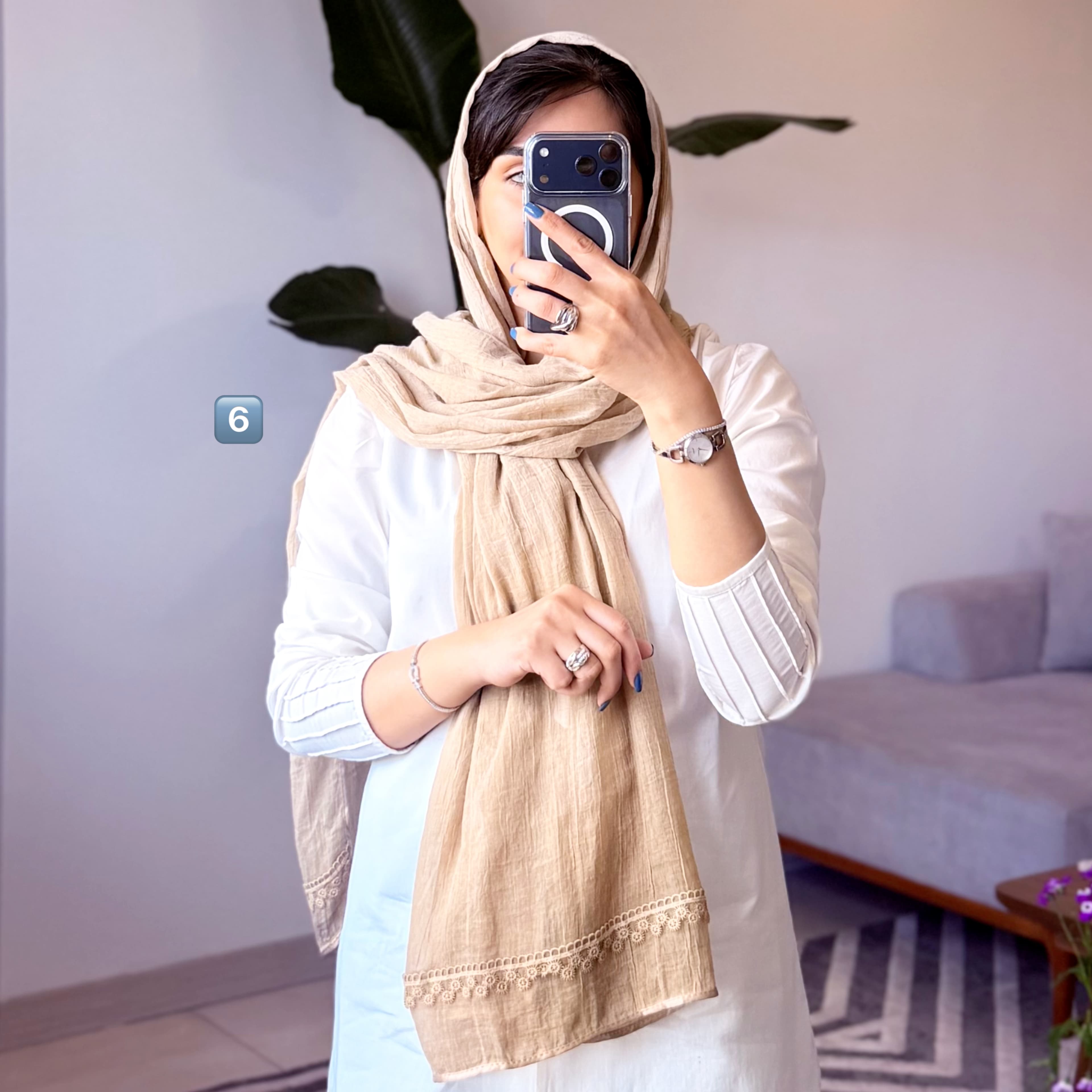 شال تابستانه با نوار دانتل — تصویر ۶