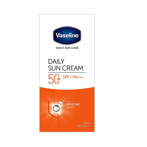 کرم ضد آفتاب بی رنگ وازلین +SPF50 بی رنگ مدل دیلی سان مناسب انواع پوست حجم 50 میلی لیتر ا Vaseline + SPF50 colorless sunscreen cream
