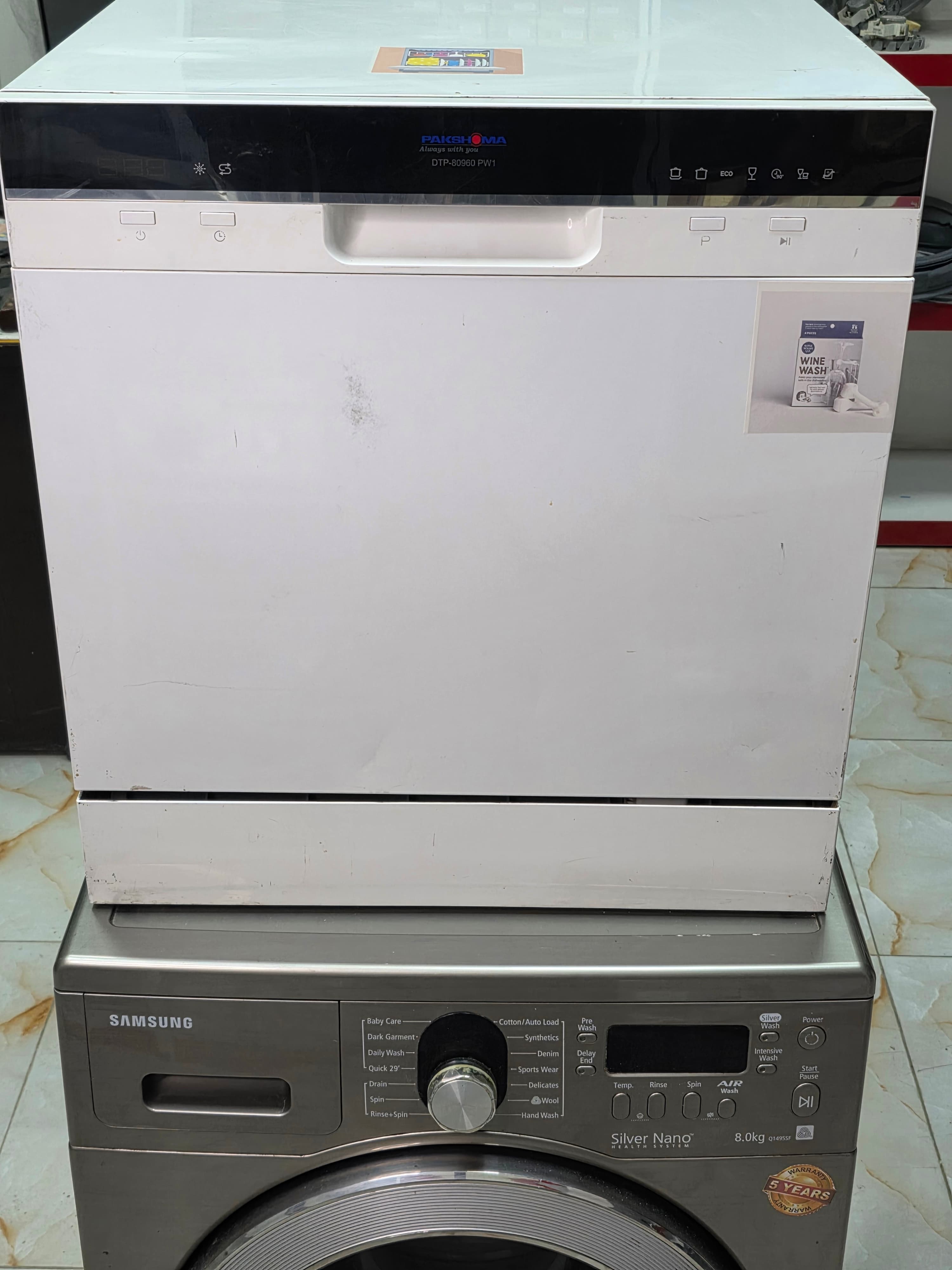 ماشین ظرفشویی پاکشوما رو میزی مدل:DTP-80960 PW1 دیجیتال ۸ نفره (با گارانتی)