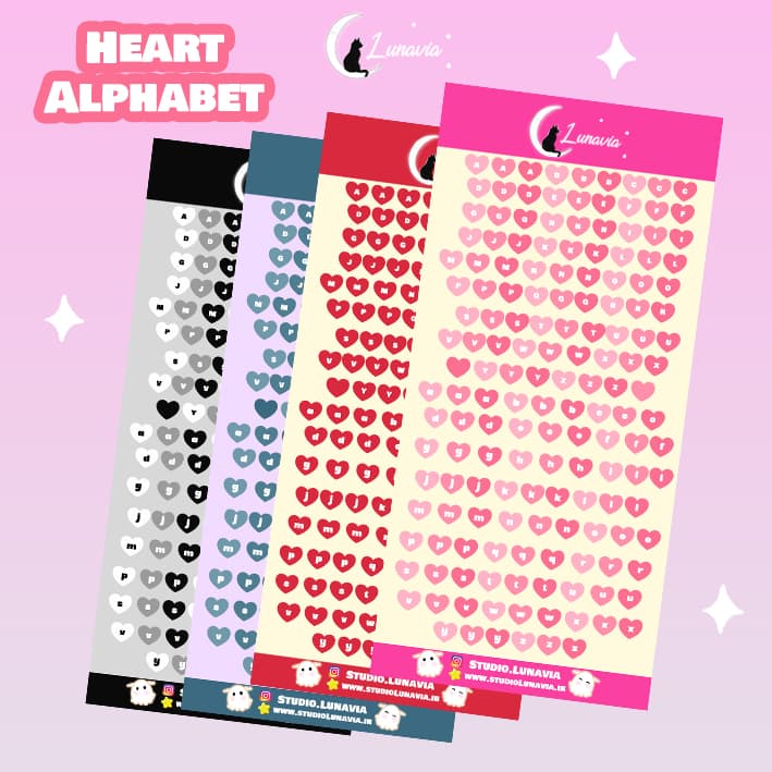 دکو استیکر حروف الفبا Heart Alphabets | استودیو لوناویا