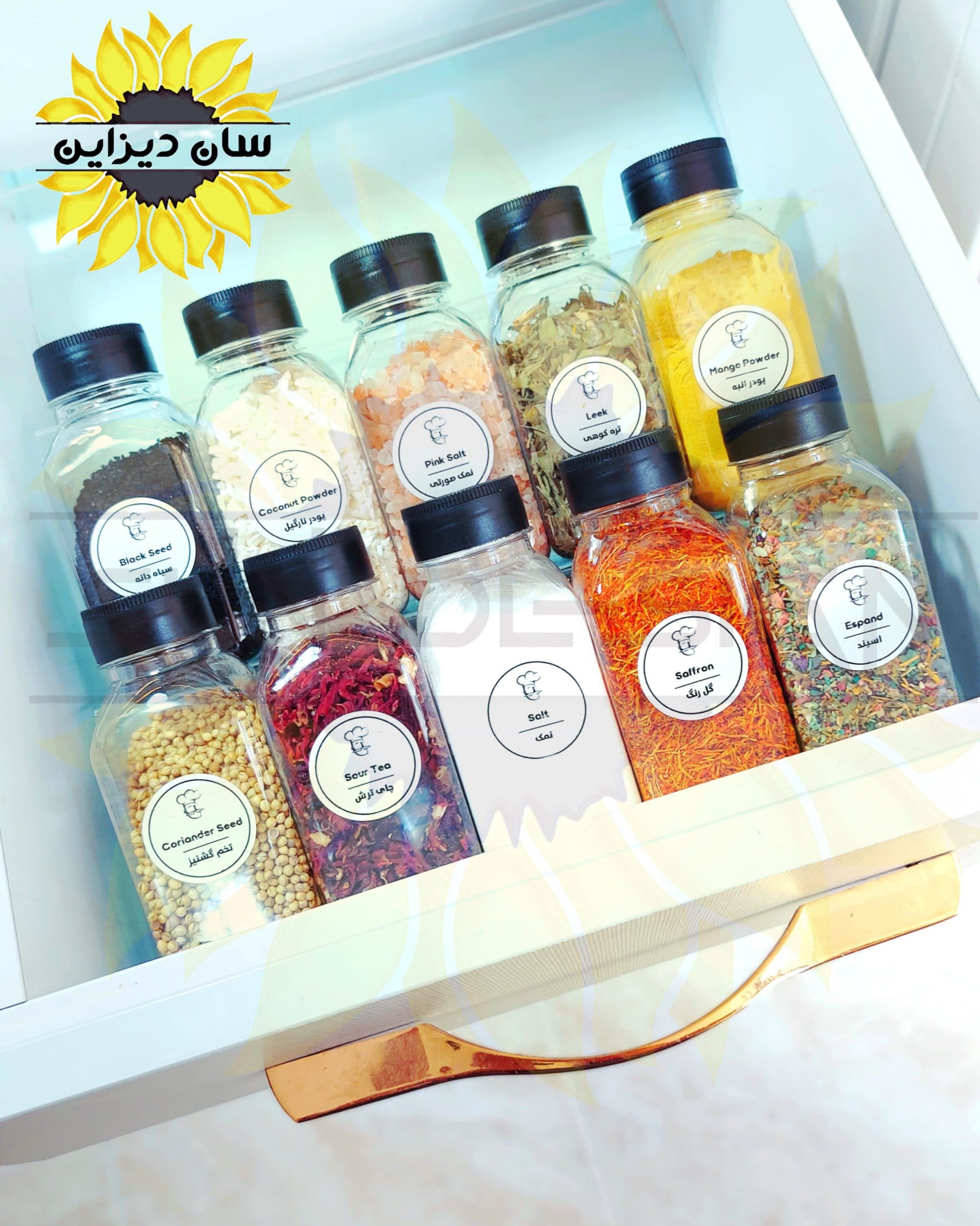 پک جا ادویه ای کشویی مدل ضد ضربه (قوطی پلاستیکی + استند کشو) — تصویر ۵