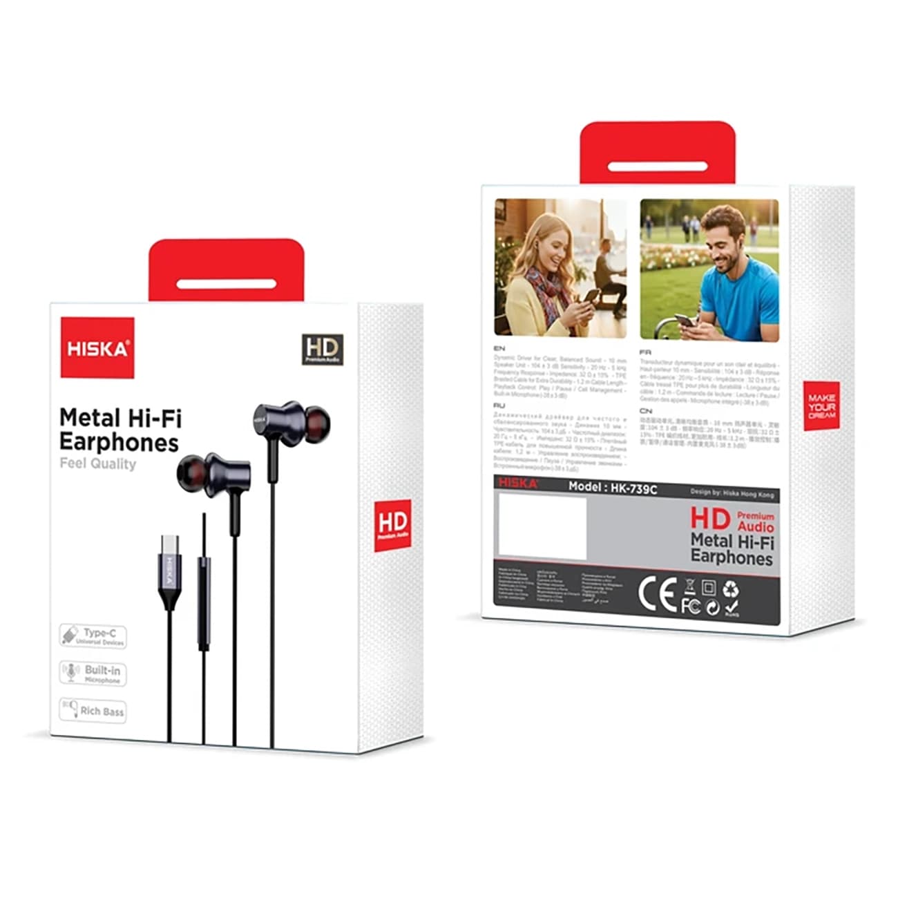 هندزفری سیمی تایپ سی هیسکا مدل HISKA HK-739C | با میکروفون — تصویر ۷