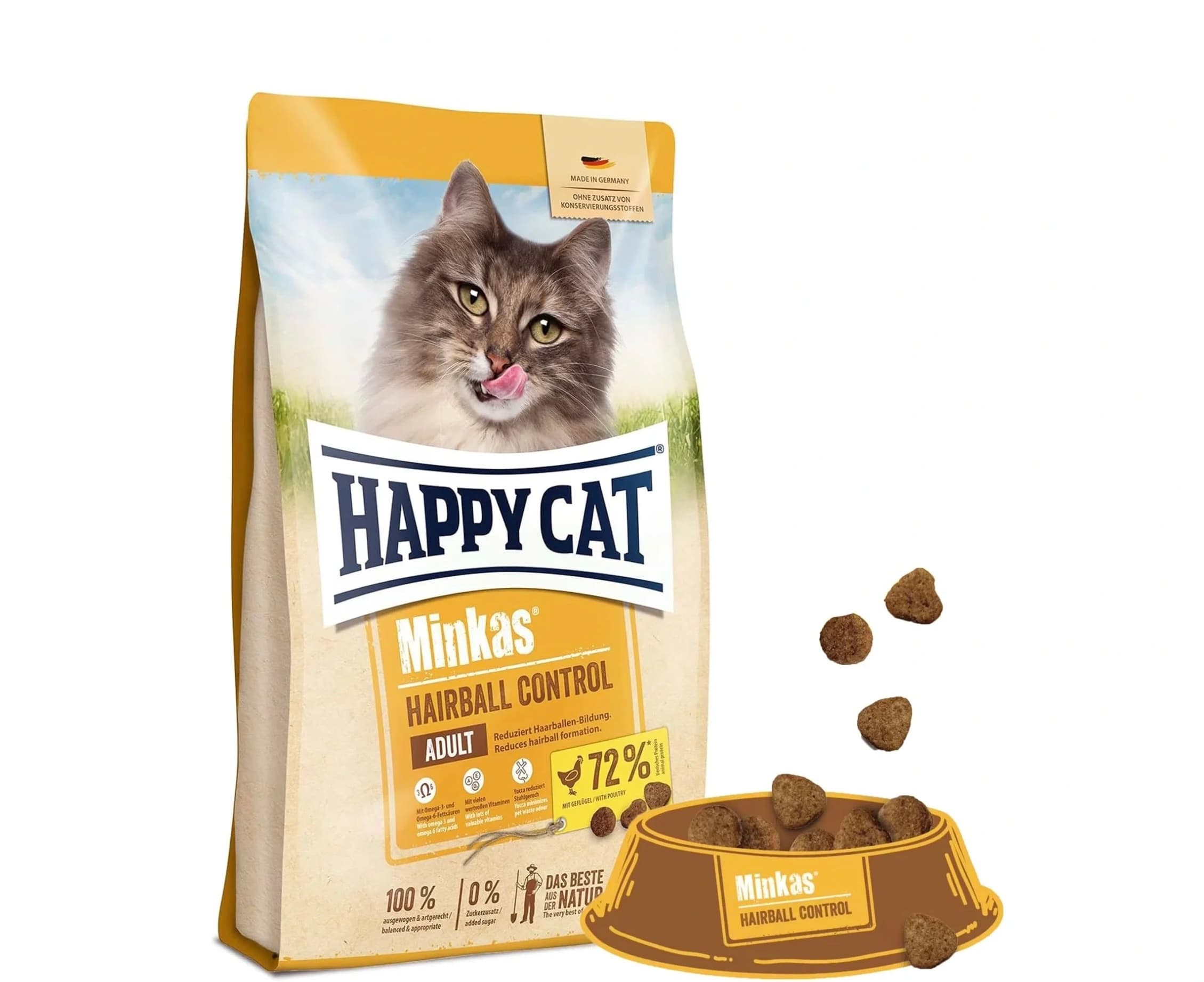 غذای خشک گربه هپی کت مدل hairball control وزن (250گرم)
