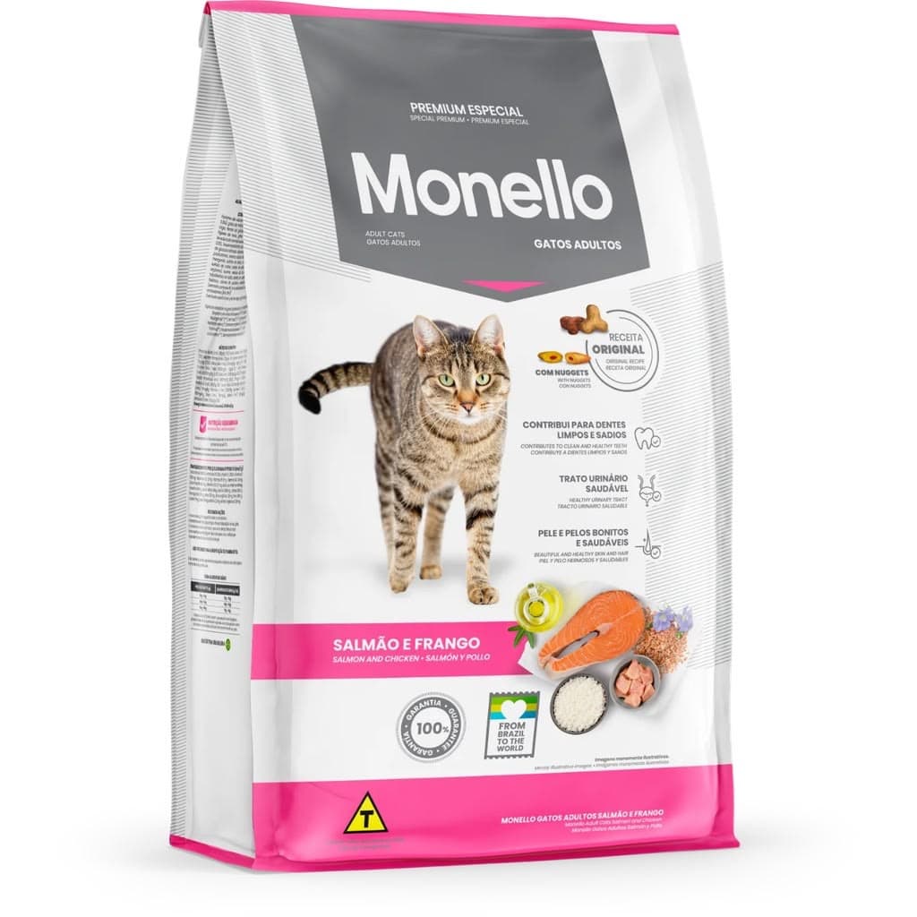 غذای خشک گربه بالغ مونلو Monello با طعم سالمون و مرغ (۲۵۰گرم)