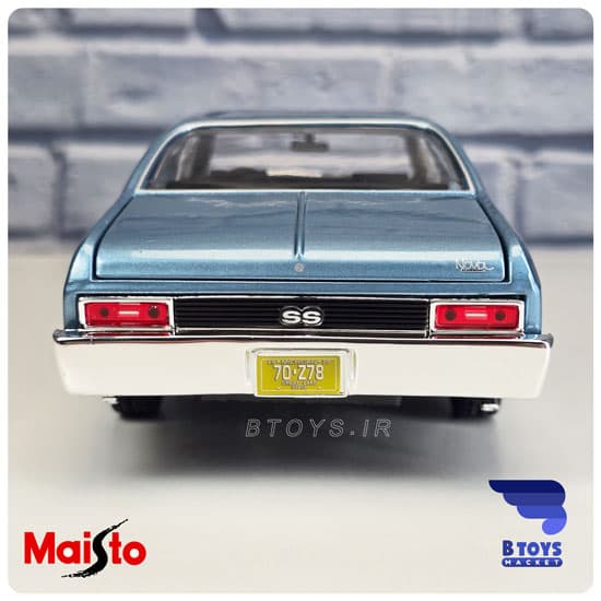 ماکت شورولت نوا اس اس آبی 1970 مایستو (Chevrolet Nova SS 1970 Maisto)مقیاس:1/18 — تصویر ۵