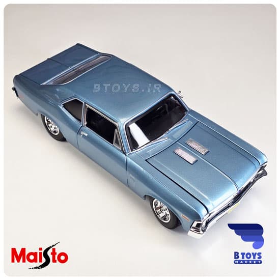 ماکت شورولت نوا اس اس آبی 1970 مایستو (Chevrolet Nova SS 1970 Maisto)مقیاس:1/18 — تصویر ۴