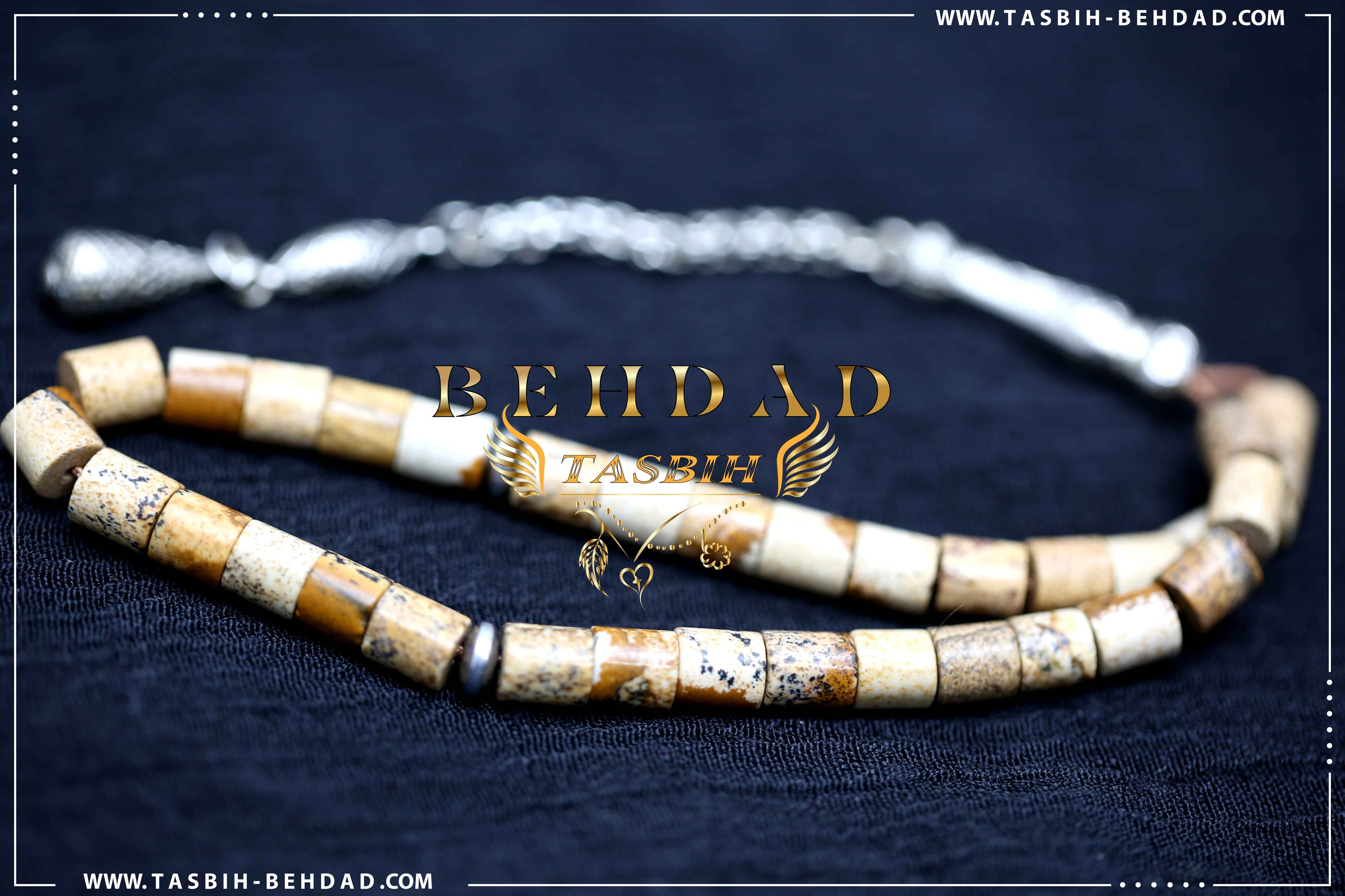 جاسپر طبیعی، تراش استوانه ای، سِت استیل — تصویر ۵