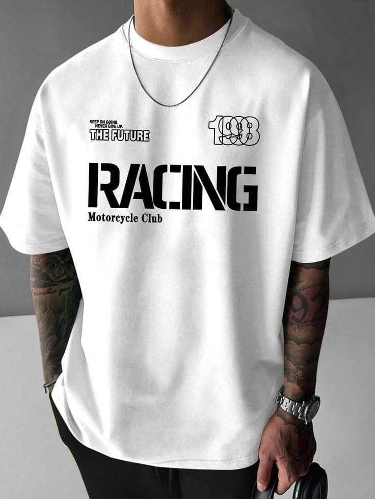 تیشرت باکسی باطرح RACING پارچه ضخیم و خوش فرم با ضمانت زیبـاکـس