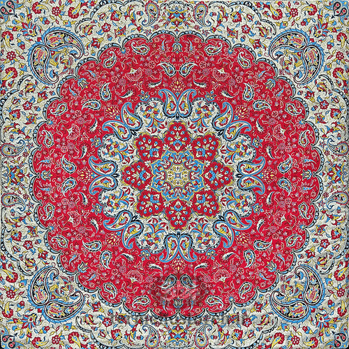 رومیزی ترمه ارکیده قرمز زرد