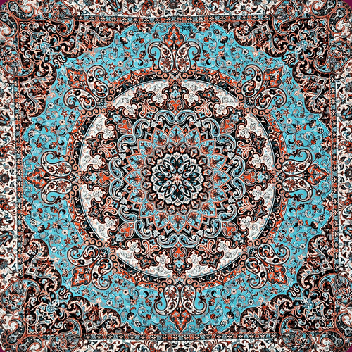 رومیزی ترمه اساطیر سبز آبی