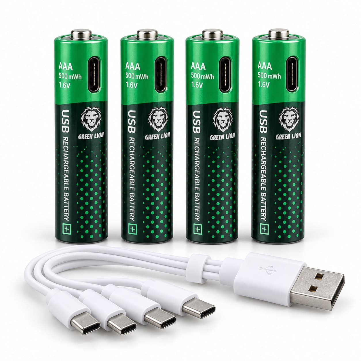 باتری نیم‌قلمی شارژی گرین لاین مدل GNRGBAAA ظرفیت 500mWh بسته 4 عددی