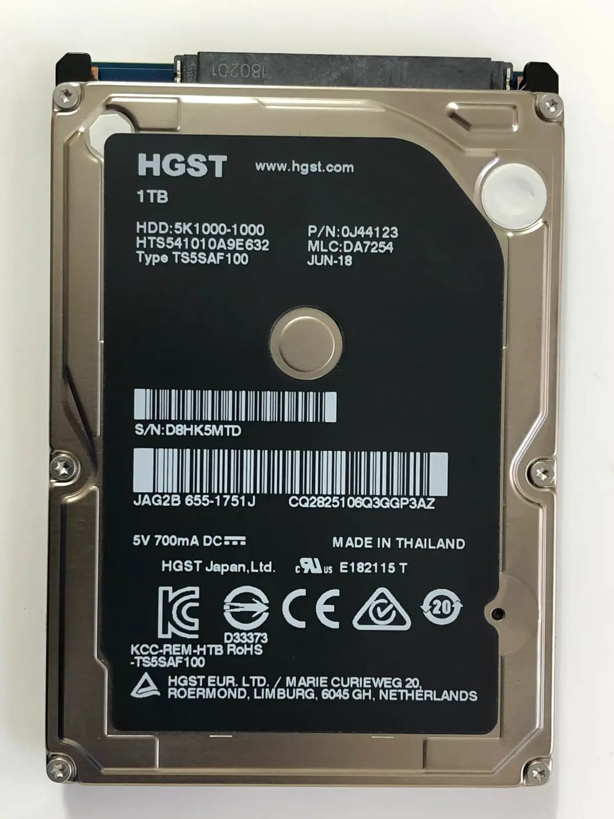 هارد لپ‌تاپی اورجینال HGST اپل ۱ ترابایت مدل HTS541010A9E632