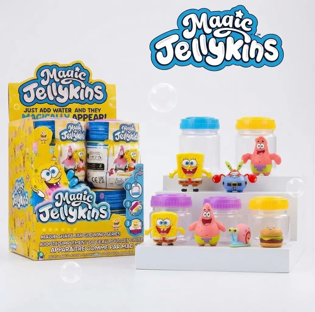 فیگور شانسی Magic Jellykins طرح باب اسفنجی و پاتریک با جار جادویی