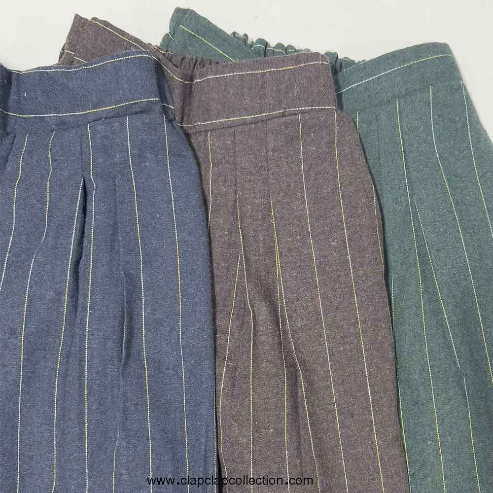 شلوار بچگانه مام استایل طرح زارا پیلی دار یشمی — تصویر ۳