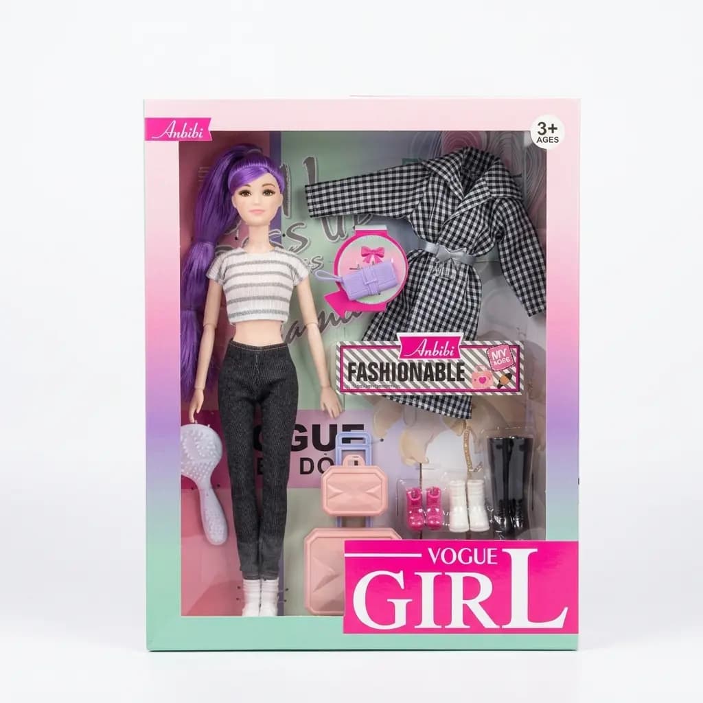 عروسک فشن Anbibi Vogue Girl با ست لباس قابل تعویض و لوازم جانبی کامل