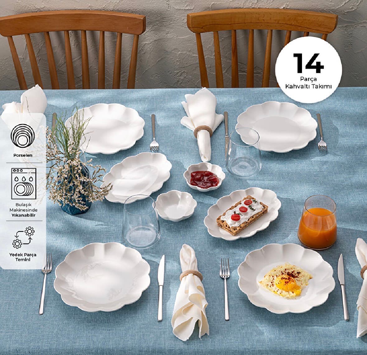 سرویس صبحانه خوری 6 نفره امسان 14 پارچه مدل Gonca — تصویر ۷