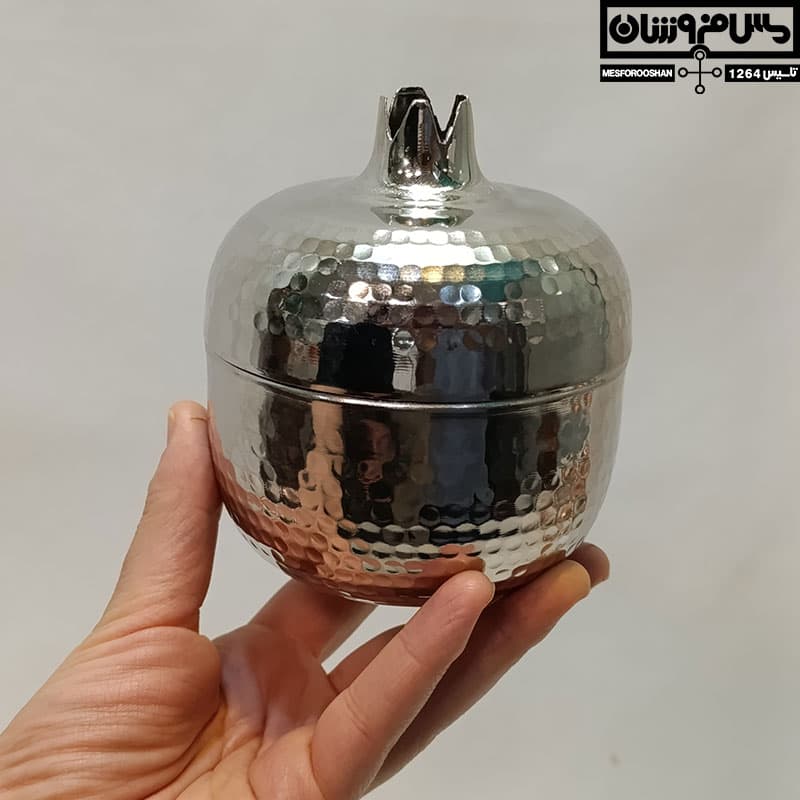قندان مسی انار کروم سایز۳ مدل یلدا — تصویر ۳