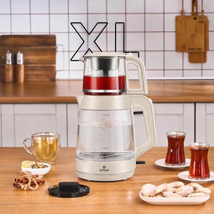 چاییساز برقی کاراجا مدل امسان Glass Tea XL سفید