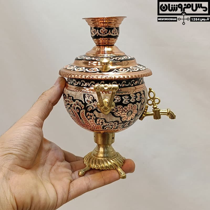 سماور مسی سیسمونی نقره کوب مدل مارجین — تصویر ۴