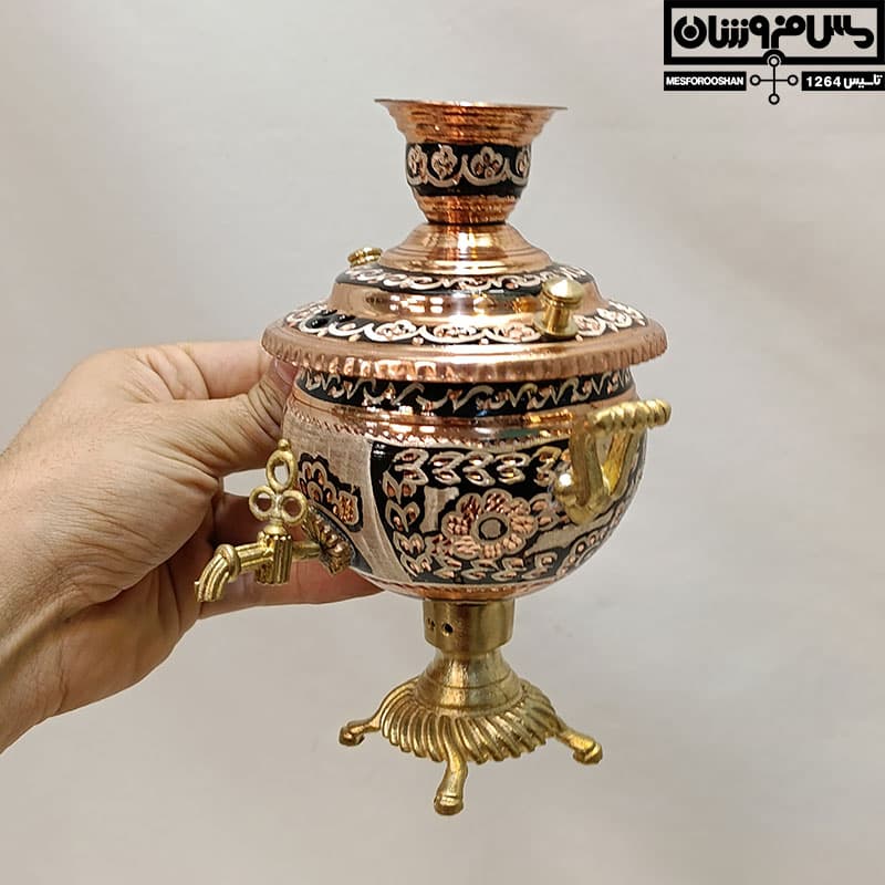 سماور مسی سیسمونی نقره کوب مدل مارجین — تصویر ۳