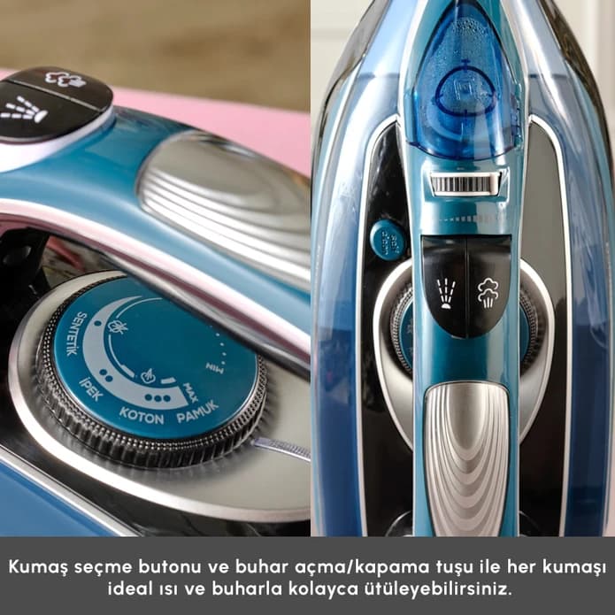 اتو کاراجا مدل Vantuz Ultrasteam آبی نفتی — تصویر ۸