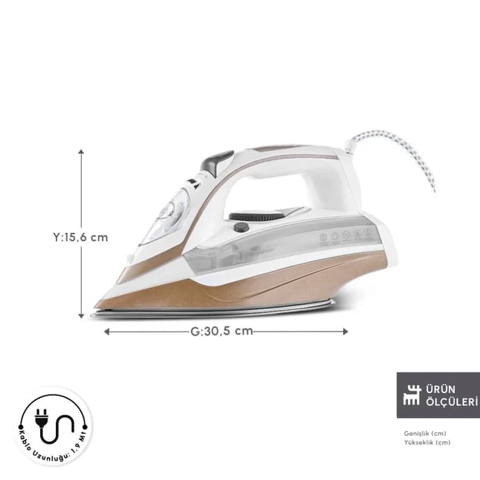 اتو کاراجا مدل Vantuz Ultrasteam سفید — تصویر ۳
