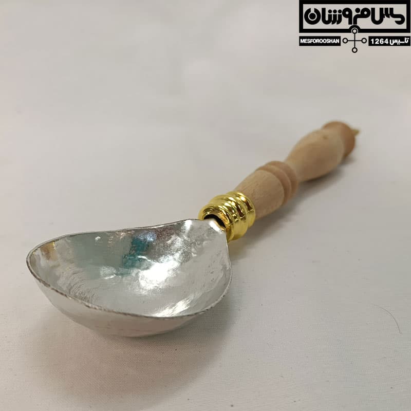 قاشق آجیل خوری مسی آبکاری کروم مدل بادوم — تصویر ۵