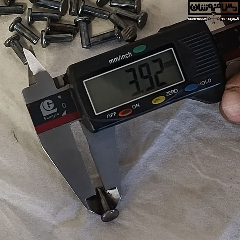 پرچ مسی آبکاری کروم سایز 13.6 در 3.6 میلیمتر مدل میخی — تصویر ۵