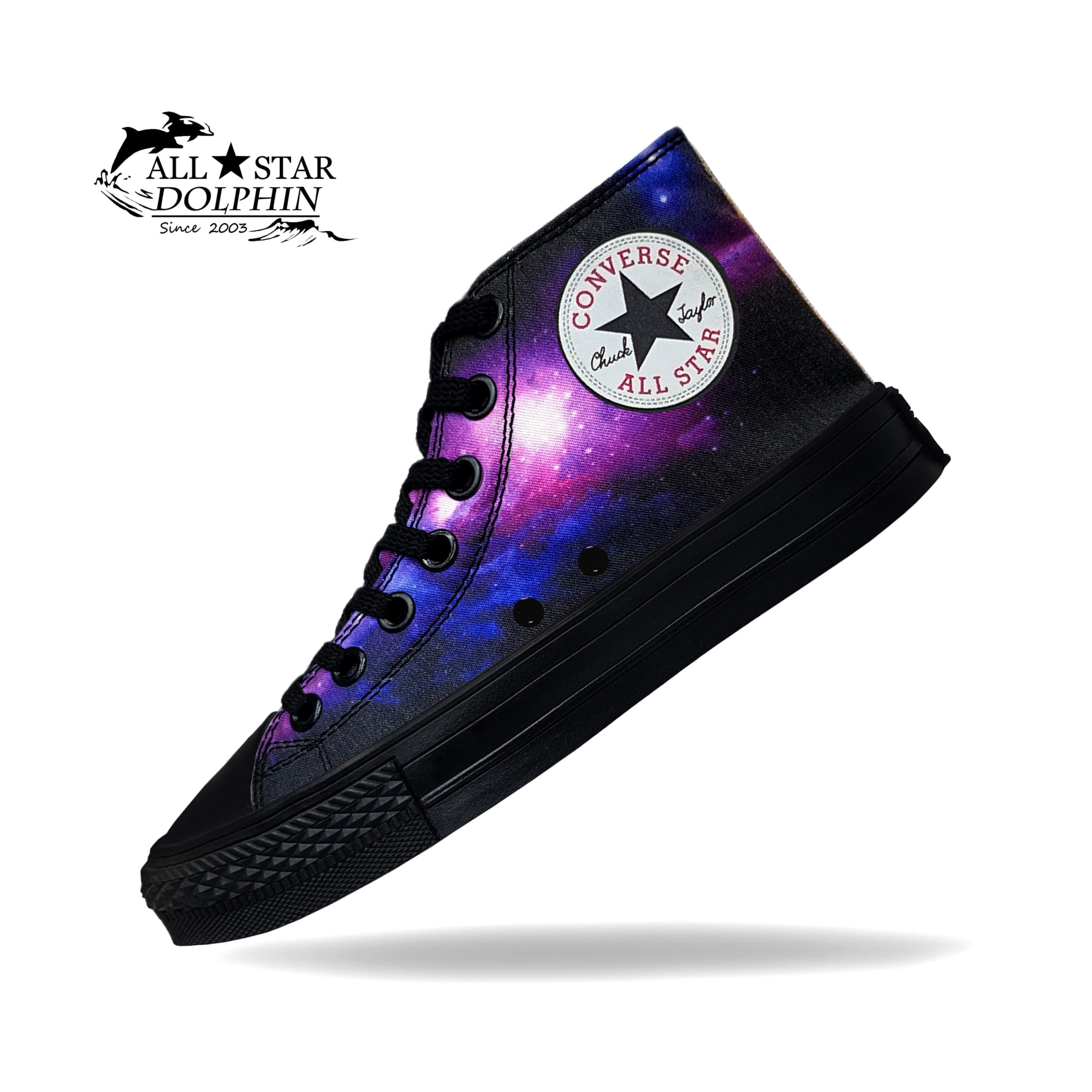 کتونی آل استار ساق بلند طرح گلگسی لژ تمام مشکی (All Star) — تصویر ۳