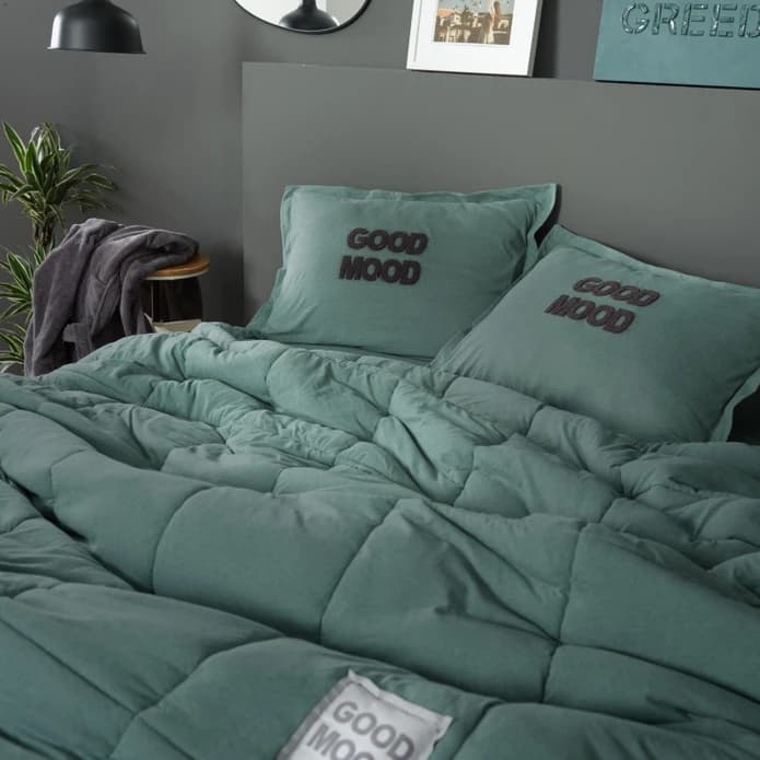 ست روتختی دونفره کاراجاهوم مدل ست Motto Cotton سبز — تصویر ۷