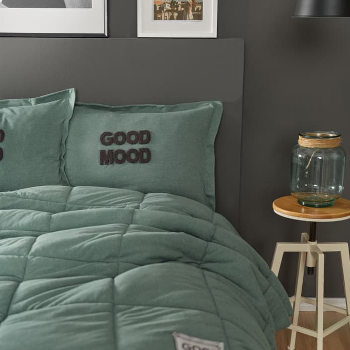 ست روتختی دونفره کاراجاهوم مدل ست Motto Cotton سبز — تصویر ۴