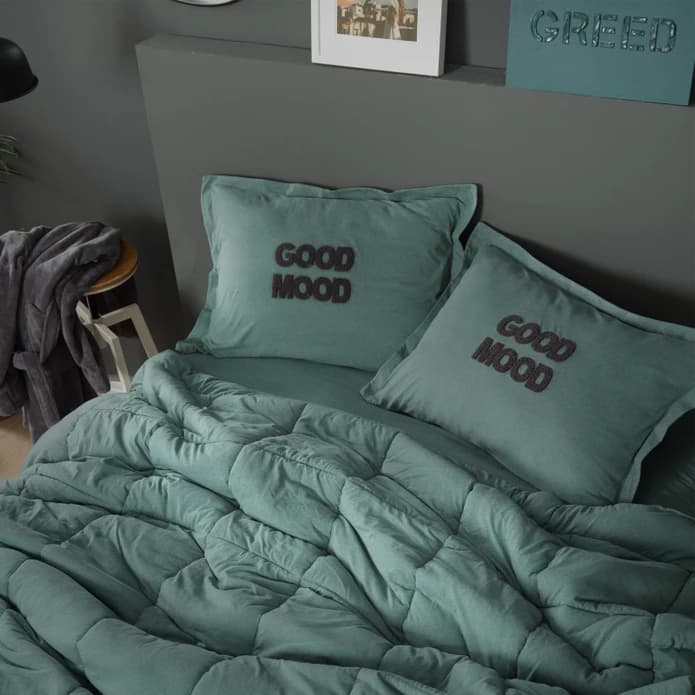 ست روتختی دونفره کاراجاهوم مدل ست Motto Cotton سبز — تصویر ۵