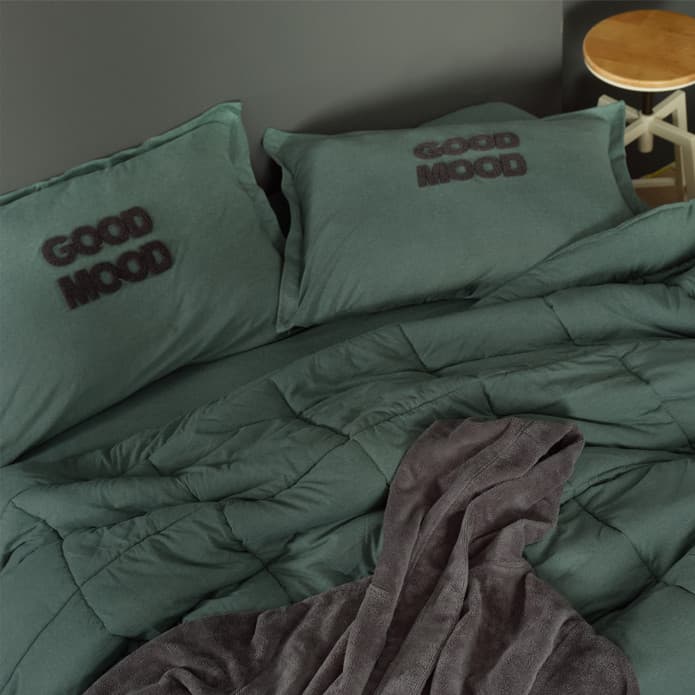 ست روتختی دونفره کاراجاهوم مدل ست Motto Cotton سبز — تصویر ۶
