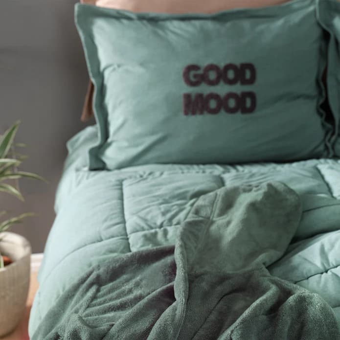 ست روتختی دونفره کاراجاهوم مدل ست Motto Cotton سبز — تصویر ۳